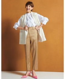 コットン混サテン・テーパードパンツ