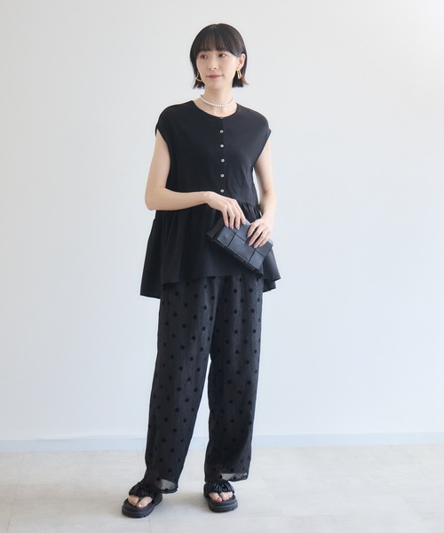 Paradise Picnic(パラダイスピクニック)の「ドット柄イージーストレートパンツ(その他パンツ・レディース・アイボリー/ブラック・FREE)」の5枚目の写真
