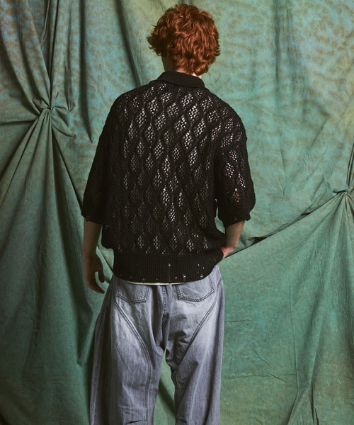 MAISON SPECIAL(メゾンスペシャル)の「《UNISEX》Sheer Lace Mesh Prime-Over Knit Polo Shirt/シアーレースメッシュプライムオーバーニットポロシャツ【MAISON SPECIAL/メゾンスペシャル】(ポロシャツ・メンズ・レッド/ライトグリーン/ブラック・0/2/1)」の14枚目の写真