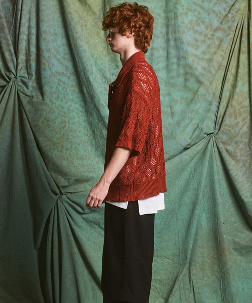 MAISON SPECIAL(メゾンスペシャル)の「《UNISEX》Sheer Lace Mesh Prime-Over Knit Polo Shirt/シアーレースメッシュプライムオーバーニットポロシャツ【MAISON SPECIAL/メゾンスペシャル】(ポロシャツ・メンズ・レッド/ライトグリーン/ブラック・0/2/1)」の8枚目の写真
