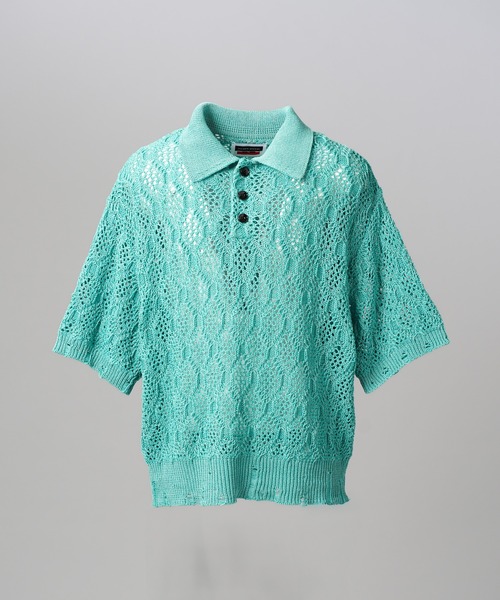 MAISON SPECIAL(メゾンスペシャル)の「《UNISEX》Sheer Lace Mesh Prime-Over Knit Polo Shirt/シアーレースメッシュプライムオーバーニットポロシャツ【MAISON SPECIAL/メゾンスペシャル】(ポロシャツ・メンズ・レッド/ライトグリーン/ブラック・0/2/1)」の17枚目の写真