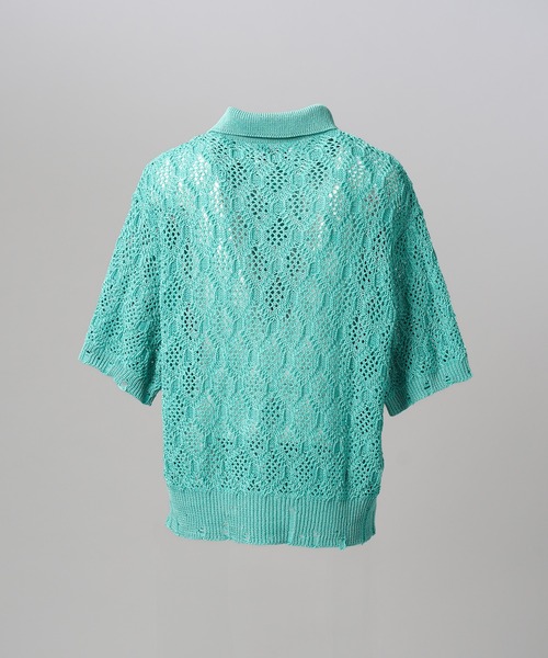 MAISON SPECIAL(メゾンスペシャル)の「《UNISEX》Sheer Lace Mesh Prime-Over Knit Polo Shirt/シアーレースメッシュプライムオーバーニットポロシャツ【MAISON SPECIAL/メゾンスペシャル】(ポロシャツ・メンズ・レッド/ライトグリーン/ブラック・0/2/1)」の9枚目の写真