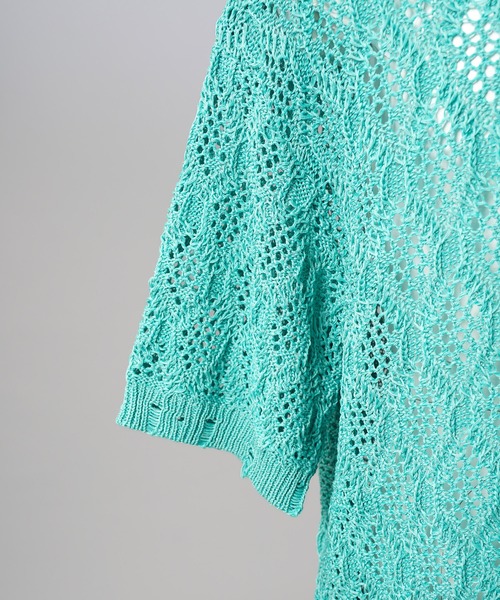 MAISON SPECIAL(メゾンスペシャル)の「《UNISEX》Sheer Lace Mesh Prime-Over Knit Polo Shirt/シアーレースメッシュプライムオーバーニットポロシャツ【MAISON SPECIAL/メゾンスペシャル】(ポロシャツ・メンズ・レッド/ライトグリーン/ブラック・0/2/1)」の11枚目の写真