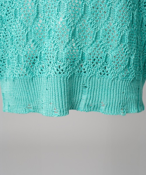 MAISON SPECIAL(メゾンスペシャル)の「《UNISEX》Sheer Lace Mesh Prime-Over Knit Polo Shirt/シアーレースメッシュプライムオーバーニットポロシャツ【MAISON SPECIAL/メゾンスペシャル】(ポロシャツ・メンズ・レッド/ライトグリーン/ブラック・0/2/1)」の12枚目の写真