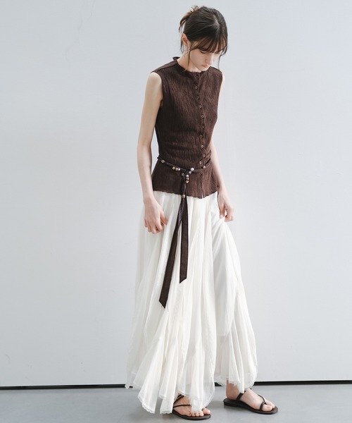 tageechita(タジチタ)の「【tageechita】テクスチャーニットノースリーブトップス(シャツ/ブラウス・レディース・ブラウン/アイボリー・L/M/S)」の19枚目の写真