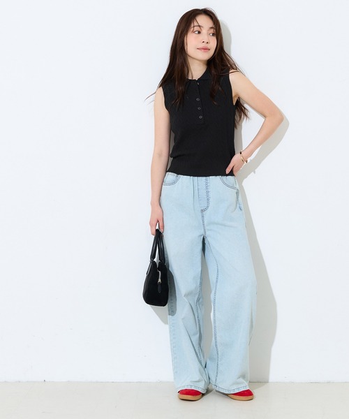 coca(coca)(コカ)の「ケーブルノースリニットトップス(ニット/セーター・レディース・ブラック/ライトグレー・L/M/S)」の6枚目の写真
