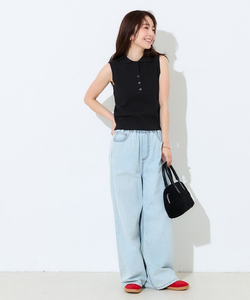 coca(coca)(コカ)の「ケーブルノースリニットトップス(ニット/セーター・レディース・ブラック/ライトグレー・L/M/S)」の8枚目の写真