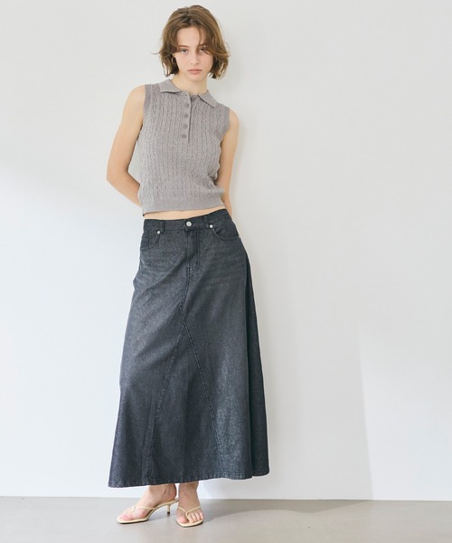coca(coca)(コカ)の「ケーブルノースリニットトップス(ニット/セーター・レディース・ブラック/ライトグレー・L/M/S)」の11枚目の写真