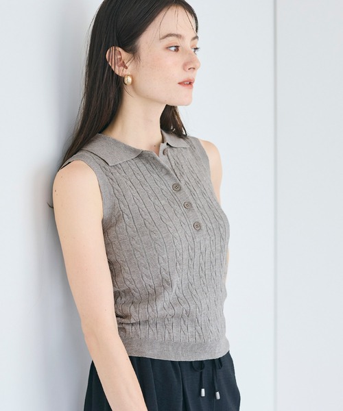 coca(coca)(コカ)の「ケーブルノースリニットトップス(ニット/セーター・レディース・ブラック/ライトグレー・L/M/S)」の13枚目の写真