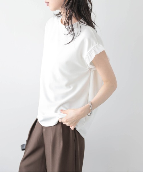 La-gemme(ラジェム)の「フリルスリーブトップス(Tシャツ/カットソー・レディース・ホワイト/ブラック・フリー)」の6枚目の写真