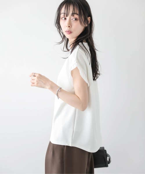 La-gemme(ラジェム)の「フリルスリーブトップス(Tシャツ/カットソー・レディース・ホワイト/ブラック・フリー)」の7枚目の写真