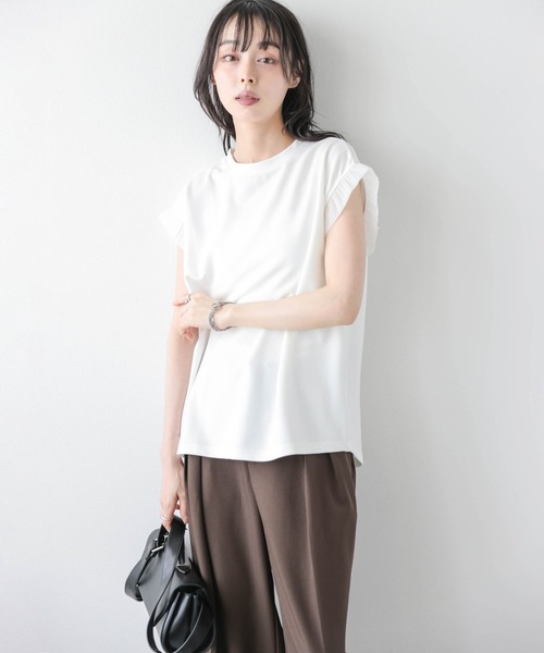 La-gemme(ラジェム)の「フリルスリーブトップス(Tシャツ/カットソー・レディース・ホワイト/ブラック・フリー)」の10枚目の写真