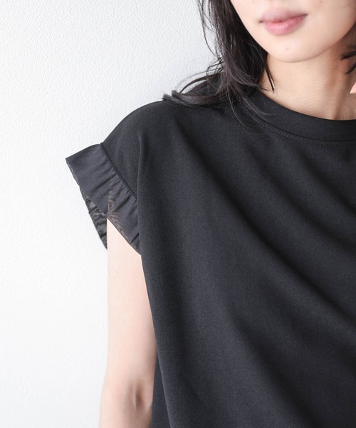 La-gemme(ラジェム)の「フリルスリーブトップス(Tシャツ/カットソー・レディース・ホワイト/ブラック・フリー)」の11枚目の写真