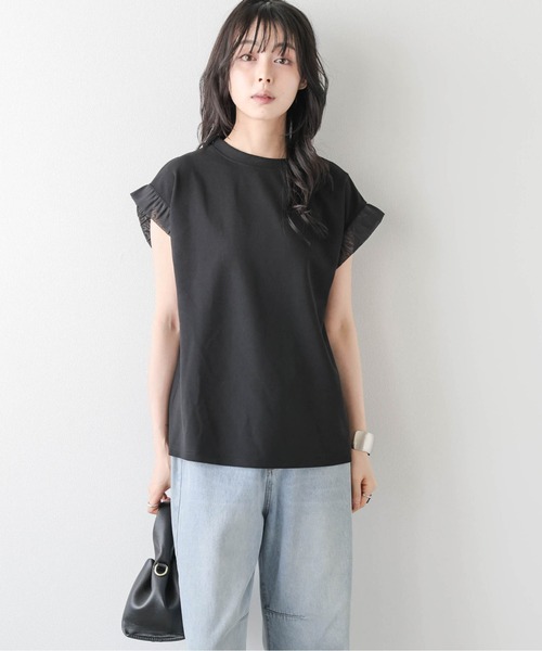 La-gemme(ラジェム)の「フリルスリーブトップス(Tシャツ/カットソー・レディース・ホワイト/ブラック・フリー)」の12枚目の写真
