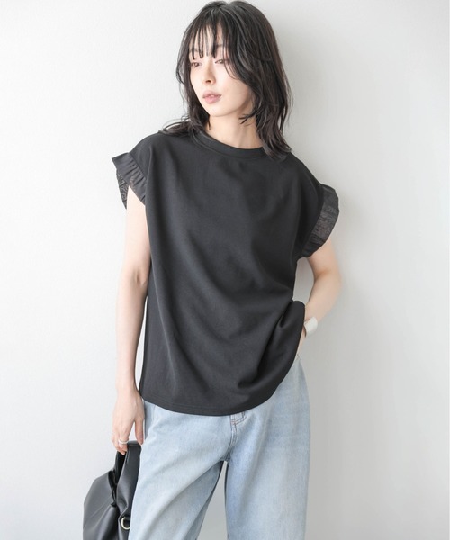 La-gemme(ラジェム)の「フリルスリーブトップス(Tシャツ/カットソー・レディース・ホワイト/ブラック・フリー)」の17枚目の写真