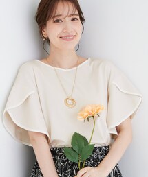 SHOO・LA・RUE | 【ひんやり/洗濯機可/S-LL】配色パイピング フレアスリーブトップス(Tシャツ/カットソー)