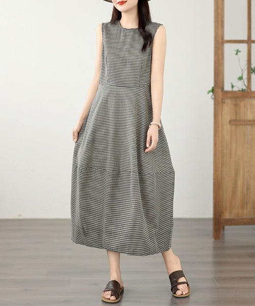 ONEP STAR(ワンピスター)の「ギンガムチェックAラインワンピース(ワンピース・レディース・チェック・MEDIUM/LARGE/X-LARGE)」の3枚目の写真