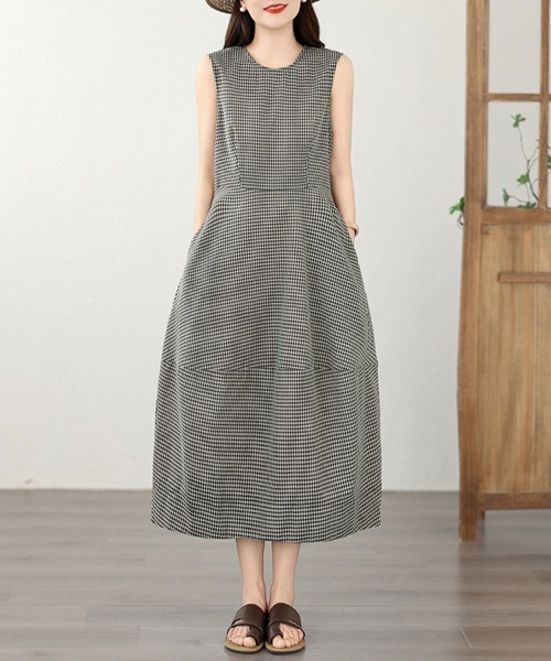 ONEP STAR(ワンピスター)の「ギンガムチェックAラインワンピース(ワンピース・レディース・チェック・MEDIUM/LARGE/X-LARGE)」の4枚目の写真