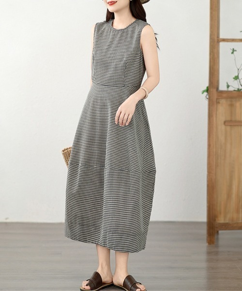 ONEP STAR(ワンピスター)の「ギンガムチェックAラインワンピース(ワンピース・レディース・チェック・MEDIUM/LARGE/X-LARGE)」の6枚目の写真