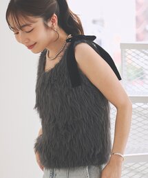 【フワフワで女子力UP】ロングフェザーベルリボンニット