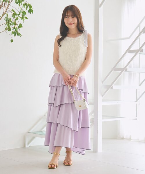 La boutique BonBon(ラブティックボンボン)の「【フワフワで女子力UP】ロングフェザーベルリボンニット(ニット/セーター・レディース・オフホワイト/チャコールグレー・FREE)」の19枚目の写真