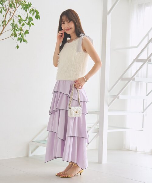 La boutique BonBon(ラブティックボンボン)の「【フワフワで女子力UP】ロングフェザーベルリボンニット(ニット/セーター・レディース・オフホワイト/チャコールグレー・FREE)」の20枚目の写真
