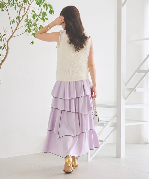 La boutique BonBon(ラブティックボンボン)の「【フワフワで女子力UP】ロングフェザーベルリボンニット(ニット/セーター・レディース・オフホワイト/チャコールグレー・FREE)」の21枚目の写真