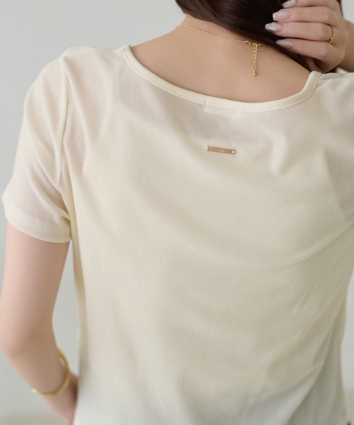 apres jour clair（アプレジュールクレア）の「【apres jour clair】リボンデザインシアーベロアトップス（Tシャツ/カットソー・レディース・ブラック/オリーブ/アイボリー・X-LARGE/フリー）」の7枚目の写真