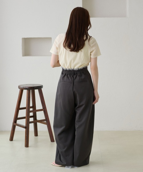 apres jour clair（アプレジュールクレア）の「【apres jour clair】リボンデザインシアーベロアトップス（Tシャツ/カットソー・レディース・ブラック/オリーブ/アイボリー・X-LARGE/フリー）」の16枚目の写真