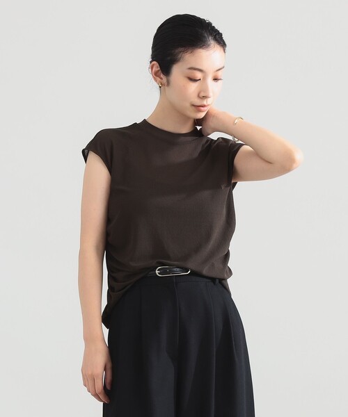 Demi-Luxe BEAMS(デミルクス ビームス)の「トリアセ サイドギャザー ブラウス(Tシャツ/カットソー・レディース・ホワイト/オリーブ・ONE SIZE)」の2枚目の写真