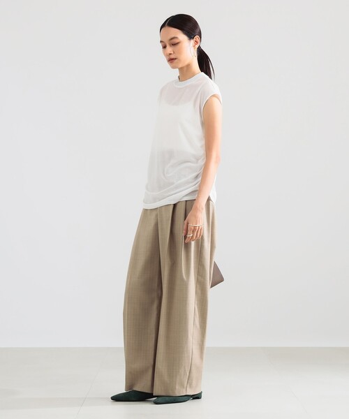 Demi-Luxe BEAMS(デミルクス ビームス)の「トリアセ サイドギャザー ブラウス(Tシャツ/カットソー・レディース・ホワイト/オリーブ・ONE SIZE)」の15枚目の写真