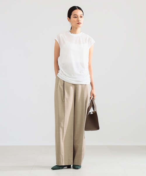 Demi-Luxe BEAMS(デミルクス ビームス)の「トリアセ サイドギャザー ブラウス(Tシャツ/カットソー・レディース・ホワイト/オリーブ・ONE SIZE)」の13枚目の写真