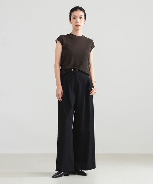 Demi-Luxe BEAMS(デミルクス ビームス)の「トリアセ サイドギャザー ブラウス(Tシャツ/カットソー・レディース・ホワイト/オリーブ・ONE SIZE)」の11枚目の写真