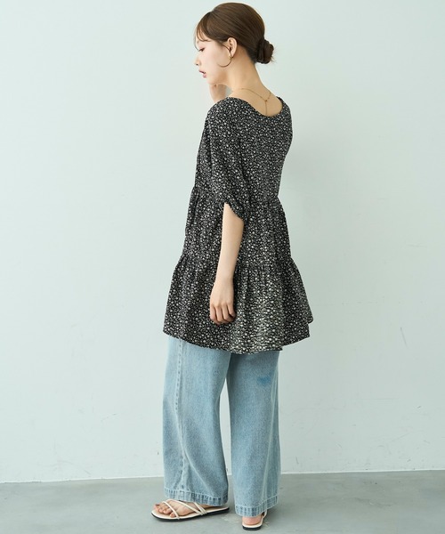 mil(ミル)の「ティアード ミニドレス / チュニックブラウス 【588204】(シャツ/ブラウス・レディース・ブラック/ブラック系/オフホワイト・S/XS)」の7枚目の写真