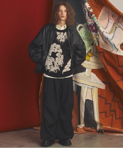 MAISON SPECIAL(メゾンスペシャル)の「《UNISEX》Fringe Cut Jacquard Prime-Over Flower Pattern Knit Sweater/フリンジカットジャガードプライムオーバーフラワーパターンニットセーター【MAISON SPECIAL/メゾンスペシャル】(ニット/セーター・メンズ・ブルー/ブラウン/ブラック・0/2/1)」の6枚目の写真