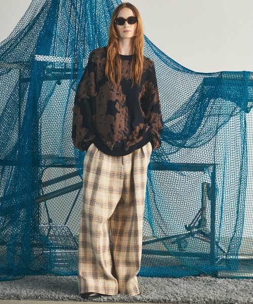 MAISON SPECIAL(メゾンスペシャル)の「《UNISEX》Fringe Cut Jacquard Prime-Over Flower Pattern Knit Sweater/フリンジカットジャガードプライムオーバーフラワーパターンニットセーター【MAISON SPECIAL/メゾンスペシャル】(ニット/セーター・メンズ・ブルー/ブラウン/ブラック・0/2/1)」の8枚目の写真