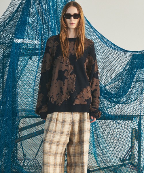 MAISON SPECIAL(メゾンスペシャル)の「《UNISEX》Fringe Cut Jacquard Prime-Over Flower Pattern Knit Sweater/フリンジカットジャガードプライムオーバーフラワーパターンニットセーター【MAISON SPECIAL/メゾンスペシャル】(ニット/セーター・メンズ・ブルー/ブラウン/ブラック・0/2/1)」の17枚目の写真