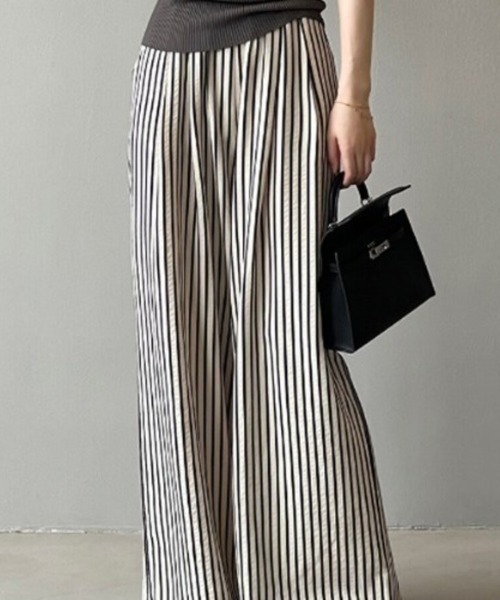 Beststore（ベストストア）の「ストライプ柄 ワイドパンツ レディース（その他パンツ・レディース・ブラック/ブラウン・L/M）」の9枚目の写真