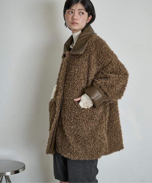 THE YOn(ザヨン)の「衿切替フェイクファージャケット(その他アウター・レディース・グレイッシュベージュ/ブラウン/アイボリー・FREE)」の18枚目の写真