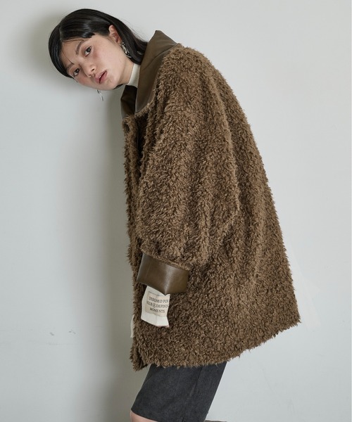 THE YOn(ザヨン)の「衿切替フェイクファージャケット(その他アウター・レディース・グレイッシュベージュ/ブラウン/アイボリー・FREE)」の21枚目の写真
