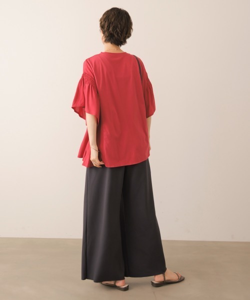 Bou Jeloud（ブージュルード）の「シンプルロゴフレアスリーブＴ（Tシャツ/カットソー・レディース・ベージュ/レッド/チャコールグレー・FREE）」の10枚目の写真