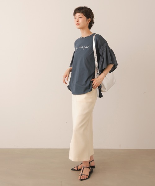 Bou Jeloud（ブージュルード）の「シンプルロゴフレアスリーブＴ（Tシャツ/カットソー・レディース・ベージュ/レッド/チャコールグレー・FREE）」の19枚目の写真