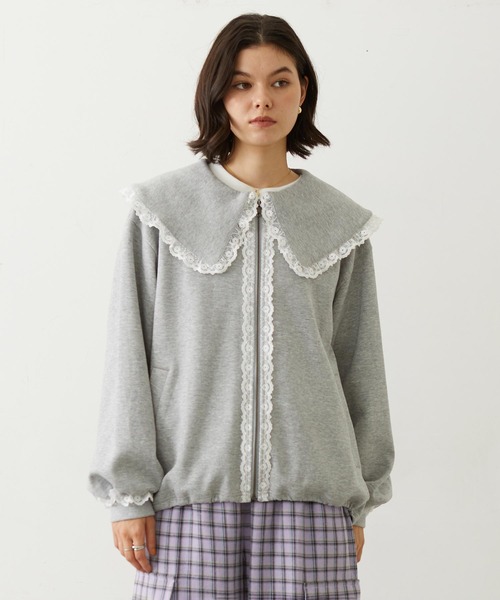 MILKFED.(ミルクフェド)の「BIG COLLAR LACE JACKET(その他アウター・レディース・ブラック/ブラウン/グレー・S/M)」の2枚目の写真