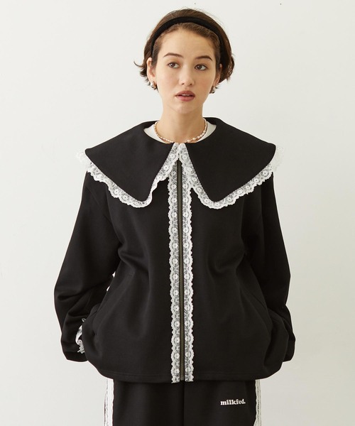 MILKFED.(ミルクフェド)の「BIG COLLAR LACE JACKET(その他アウター・レディース・ブラック/ブラウン/グレー・S/M)」の1枚目の写真