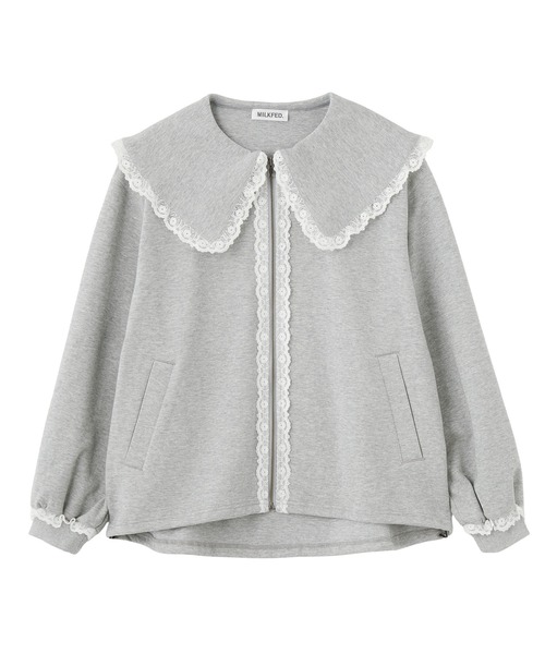 MILKFED.(ミルクフェド)の「BIG COLLAR LACE JACKET(その他アウター・レディース・ブラック/ブラウン/グレー・S/M)」の9枚目の写真