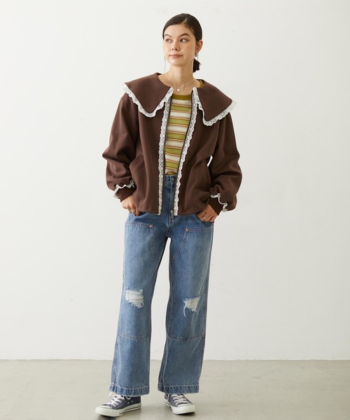 MILKFED.(ミルクフェド)の「BIG COLLAR LACE JACKET(その他アウター・レディース・ブラック/ブラウン/グレー・S/M)」の12枚目の写真
