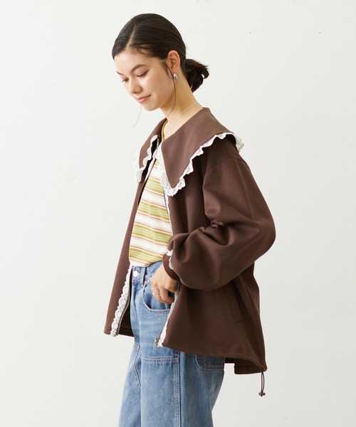 MILKFED.(ミルクフェド)の「BIG COLLAR LACE JACKET(その他アウター・レディース・ブラック/ブラウン/グレー・S/M)」の21枚目の写真