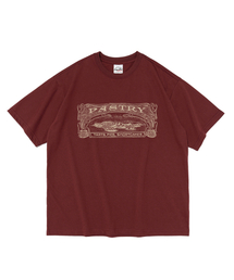 ペイストリーデザートレタリング半袖Tシャツ(ワイン)