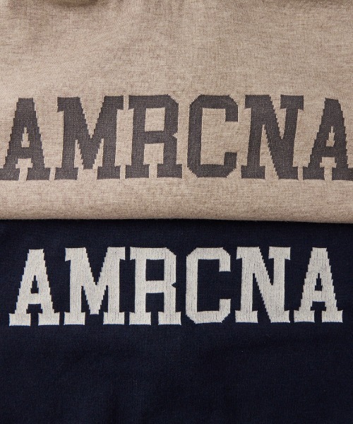 AMERICANA（アメリカーナ）の「【WEB先行予約】[Americana/アメリカーナ] 別注 AMRCNAロゴ ニットジップカーディガン（カーディガン/ボレロ・レディース・グレイッシュベージュ/ネイビー・ONE SIZE）」の3枚目の写真