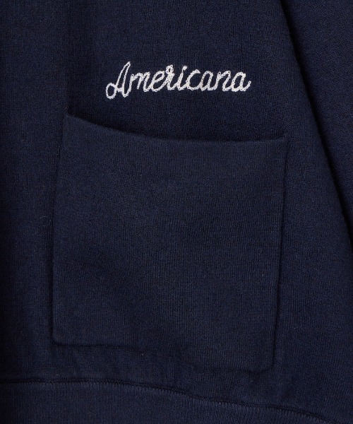 AMERICANA（アメリカーナ）の「【WEB先行予約】[Americana/アメリカーナ] 別注 AMRCNAロゴ ニットジップカーディガン（カーディガン/ボレロ・レディース・グレイッシュベージュ/ネイビー・ONE SIZE）」の8枚目の写真